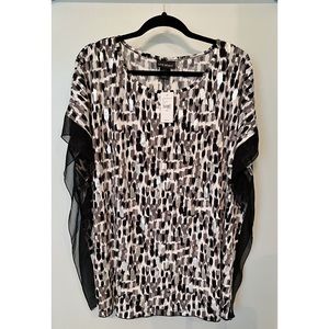 Lane Bryant 1X black and grey checkered blouse